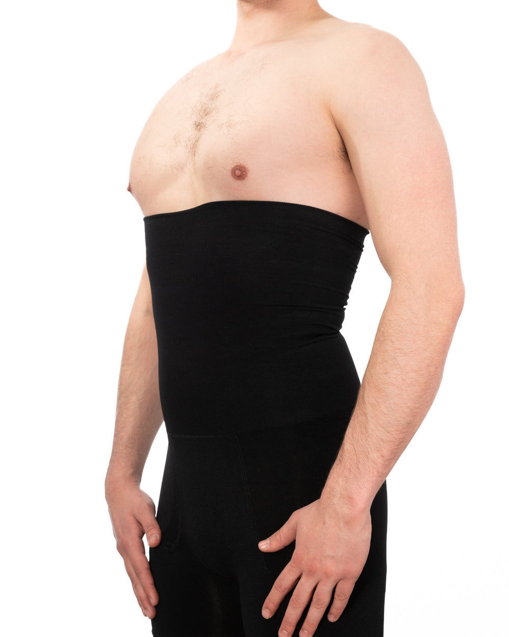 Seamless men's girdle providing shaping and compression for a smoother look, ideal for under clothing.