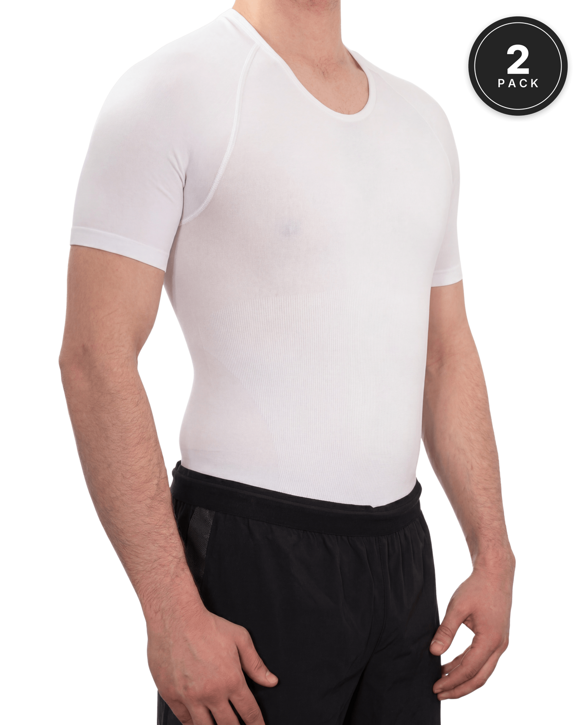 Seamless compression shirt 2-pack, white shirt side view