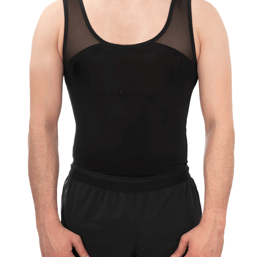 
                  
                    Men's compression vest in black, designed for comfort and improved posture, ideal for a smoother silhouette.
                  
                